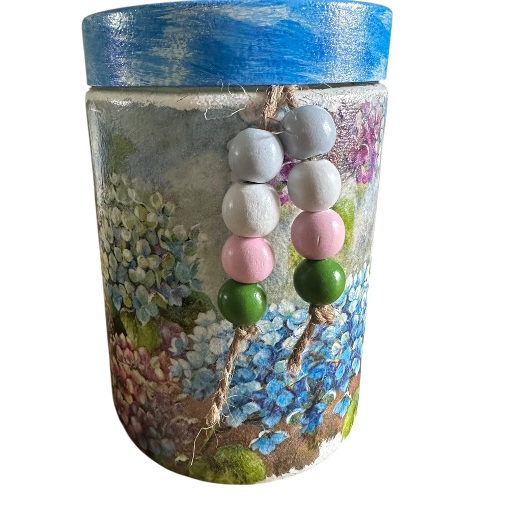 Handcrafted Floral Decor Jar with Beaded Accent